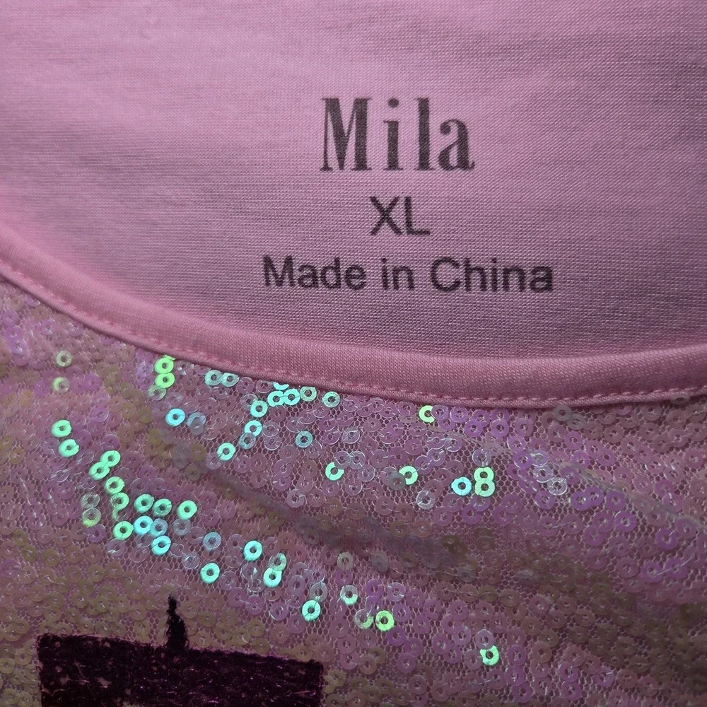 Mila Las‎ Vegas Sequin Tank & Shorts Set Women's XL Pink Sparkle Lounge Pajama